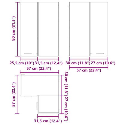 Hangkast Riga Beton Grijs en Wit 57 x 57 x 80 cm Bewerkt hout