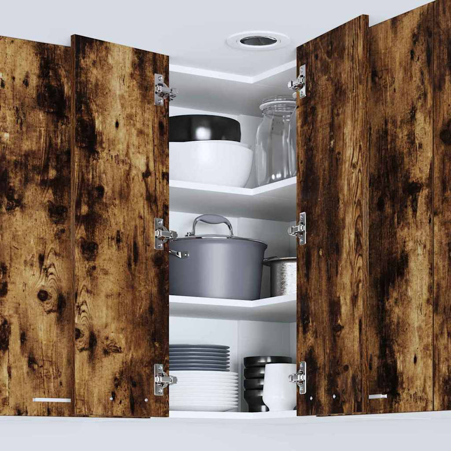Hangkast Riga Gerookte Eik en Wit 57 x 57 x 80 cm Bewerkt hout