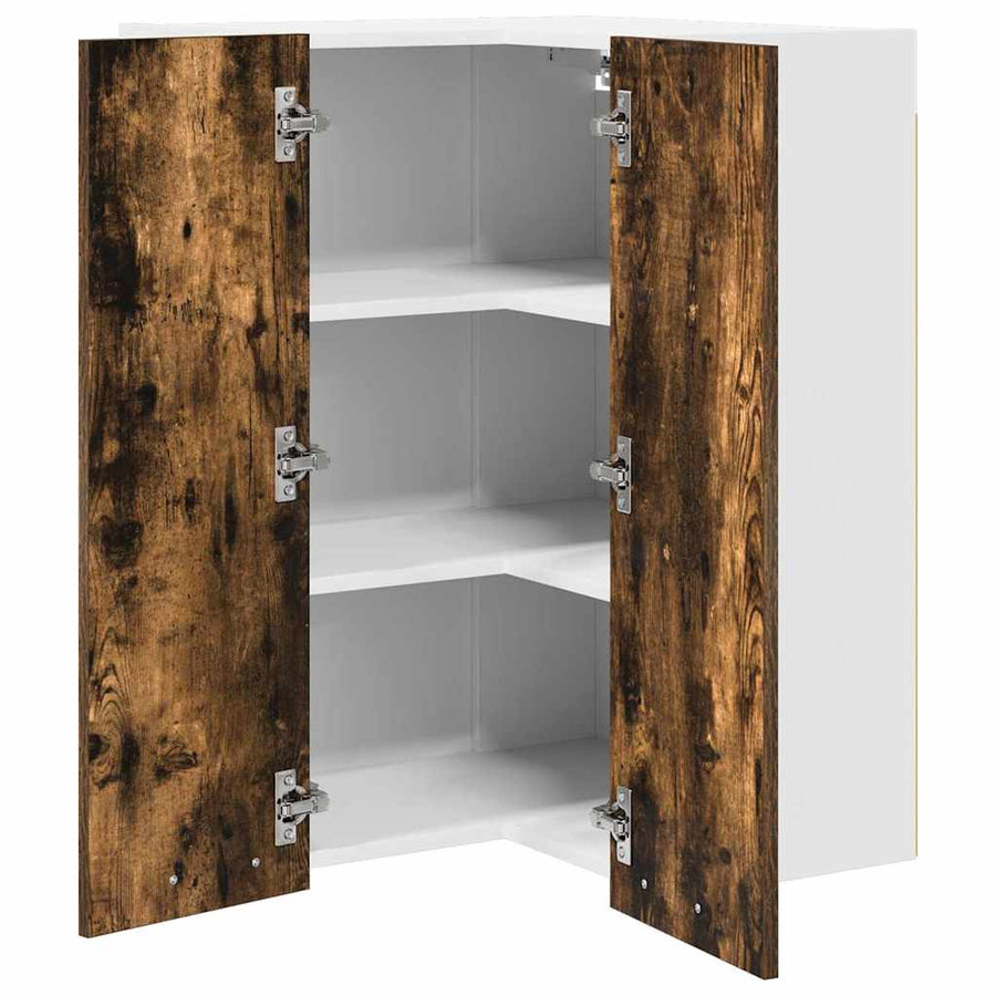 Hangkast Riga Gerookte Eik en Wit 57 x 57 x 80 cm Bewerkt hout