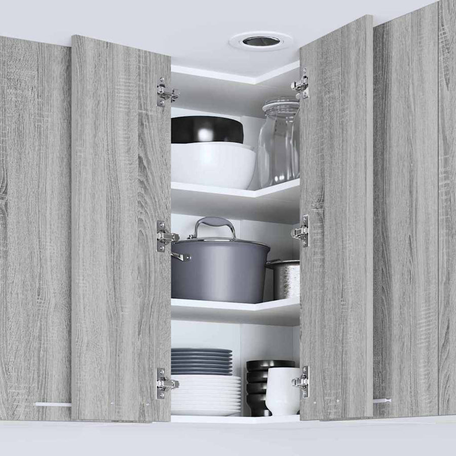 Hangkast Riga Grijs Sonoma en Wit 57 x 57 x 80 cm Bewerkt hout