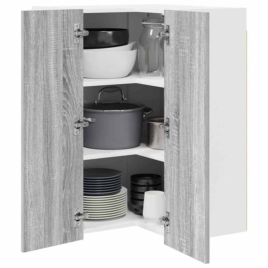 Hangkast Riga Grijs Sonoma en Wit 57 x 57 x 80 cm Bewerkt hout