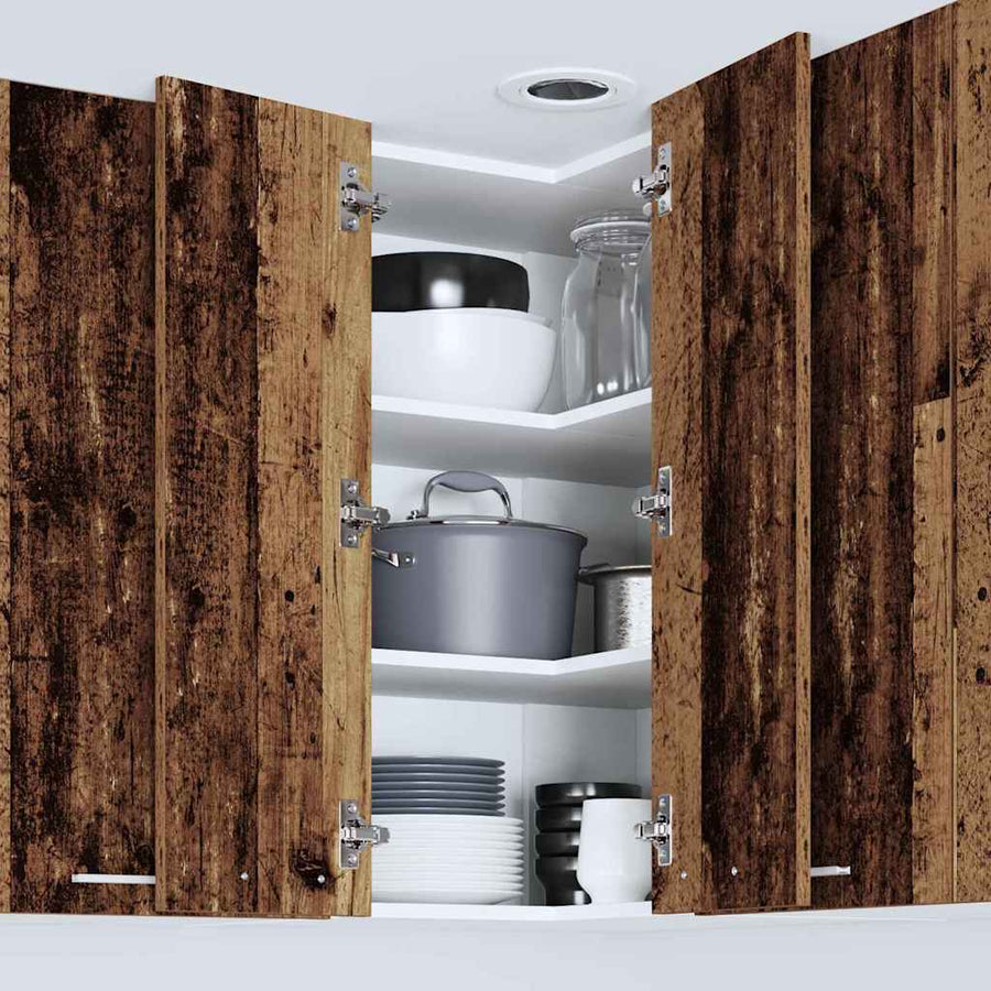 Hangkast Riga Oude Hout en Wit 57 x 57 x 80 cm Bewerkt hout