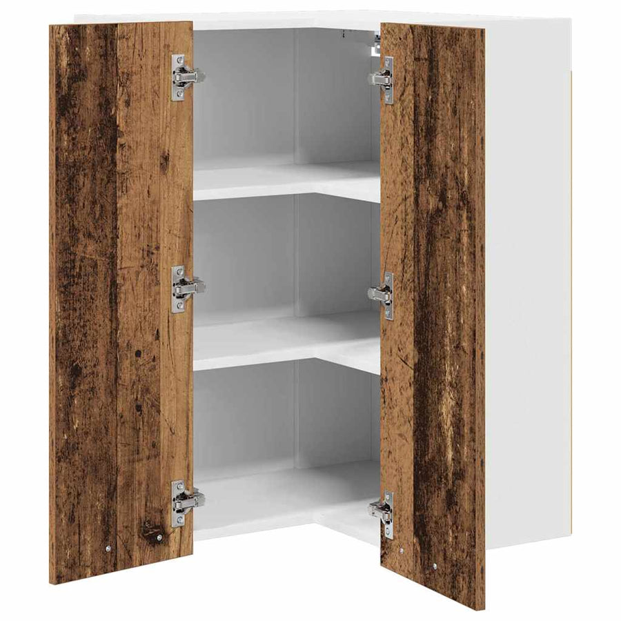 Hangkast Riga Oude Hout en Wit 57 x 57 x 80 cm Bewerkt hout