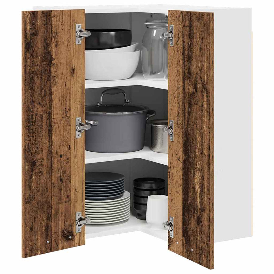 Hangkast Riga Oude Hout en Wit 57 x 57 x 80 cm Bewerkt hout