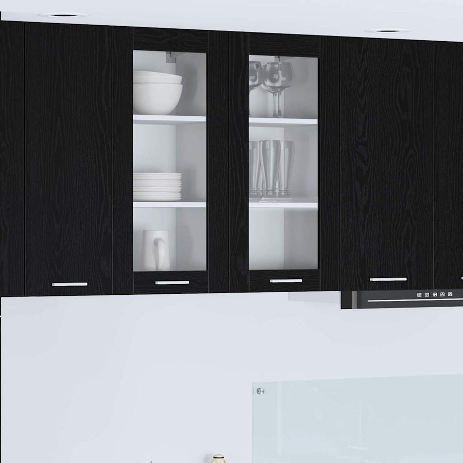 Hangkast Riga Zwart Eiken 40 x 31 x 80 cm Bewerkt hout