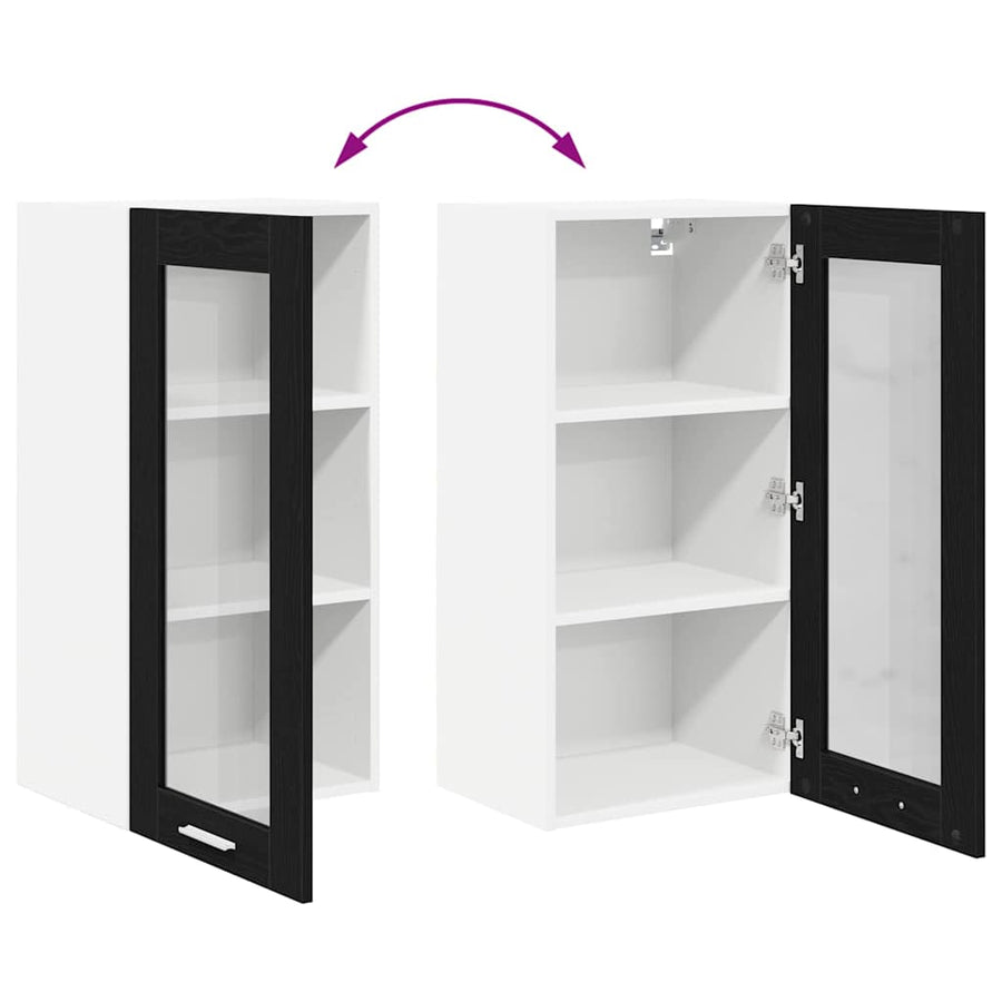 Hangkast Riga Zwart Eiken 40 x 31 x 80 cm Bewerkt hout