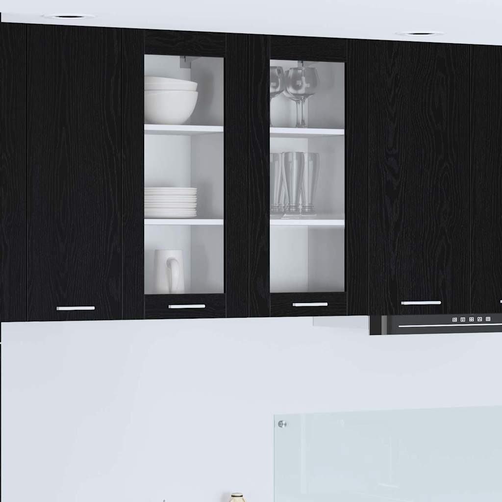 Hangkast Riga 2 pcs Zwart Eiken 40 x 31 x 80 cm Bewerkt hout