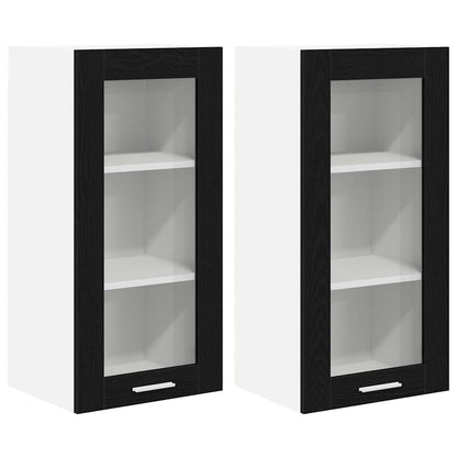 Hangkast Riga 2 pcs Zwart Eiken 40 x 31 x 80 cm Bewerkt hout