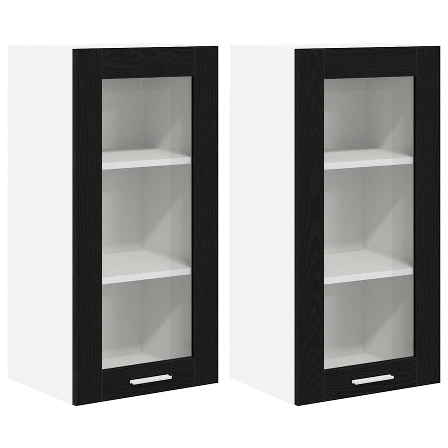 Hangkast Riga 2 pcs Zwart Eiken 40 x 31 x 80 cm Bewerkt hout