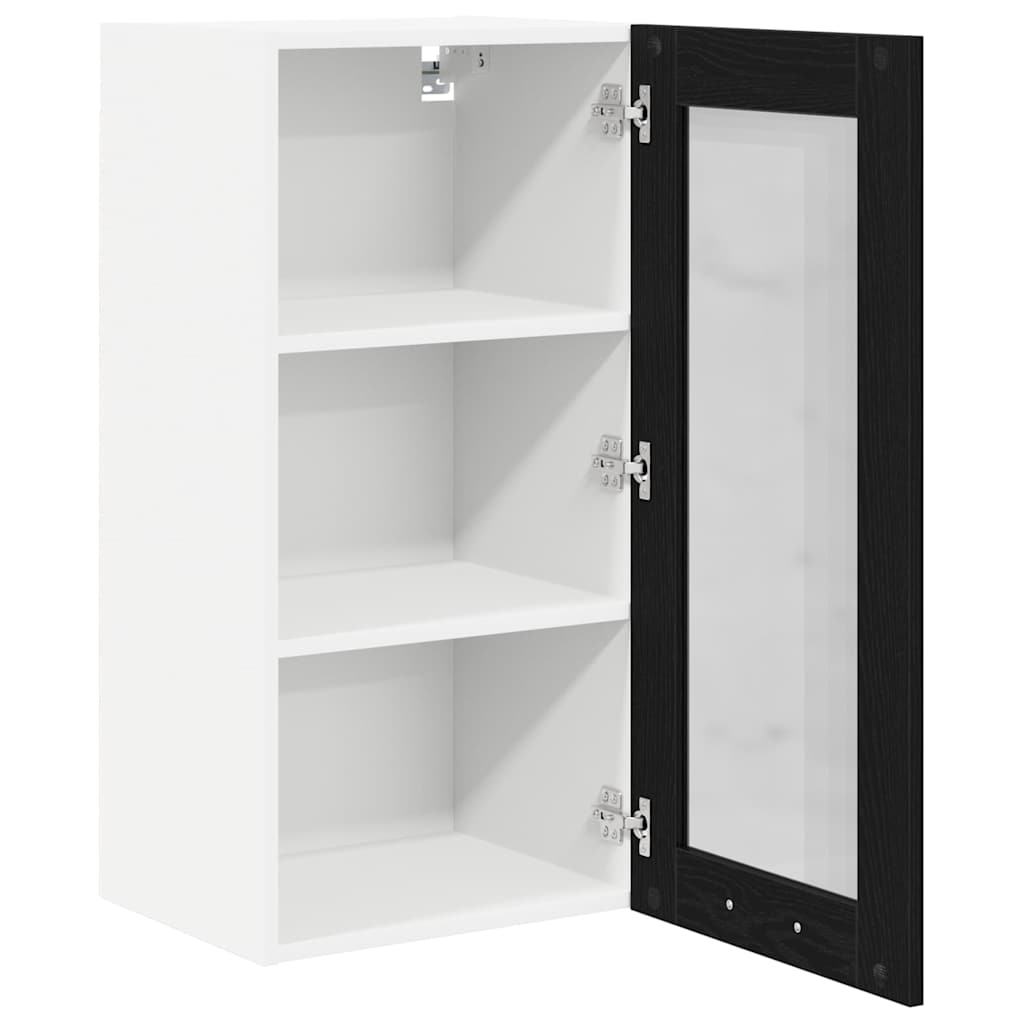 Hangkast Riga 2 pcs Zwart Eiken 40 x 31 x 80 cm Bewerkt hout