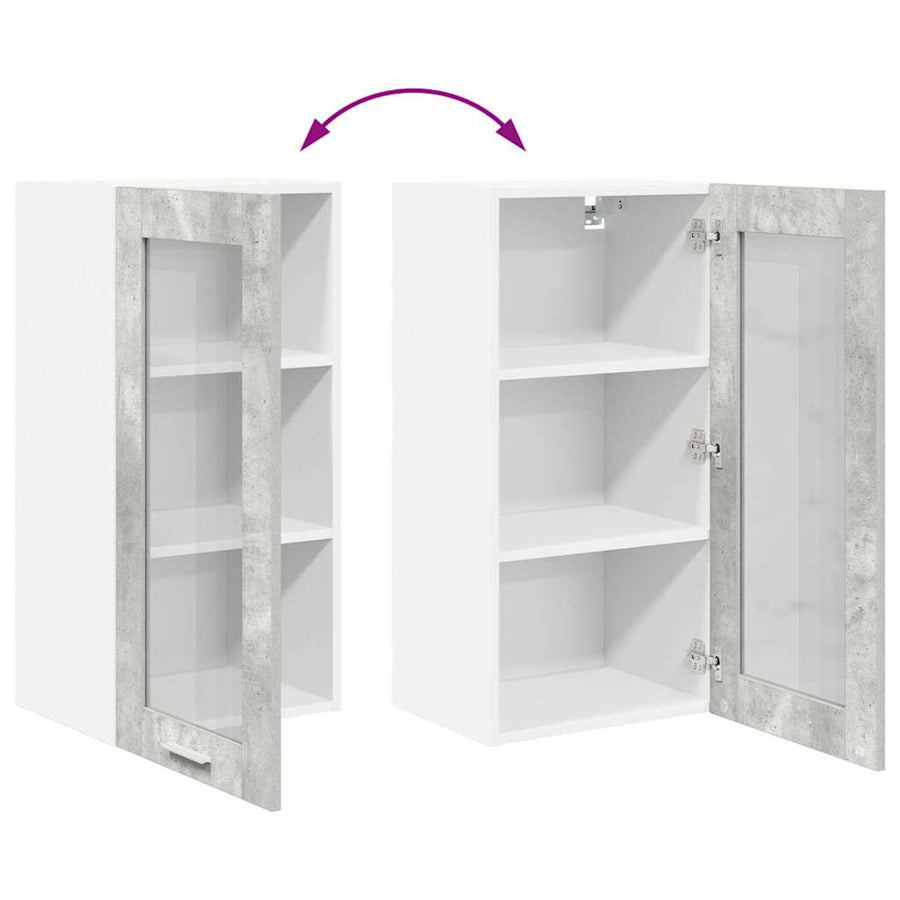 Hangkast Riga Beton Grijs 40 x 31 x 80 cm Bewerkt hout