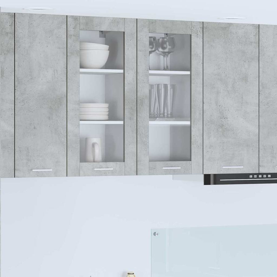 Hangkast Riga 2 pcs Beton Grijs 40 x 31 x 80 cm Bewerkt hout