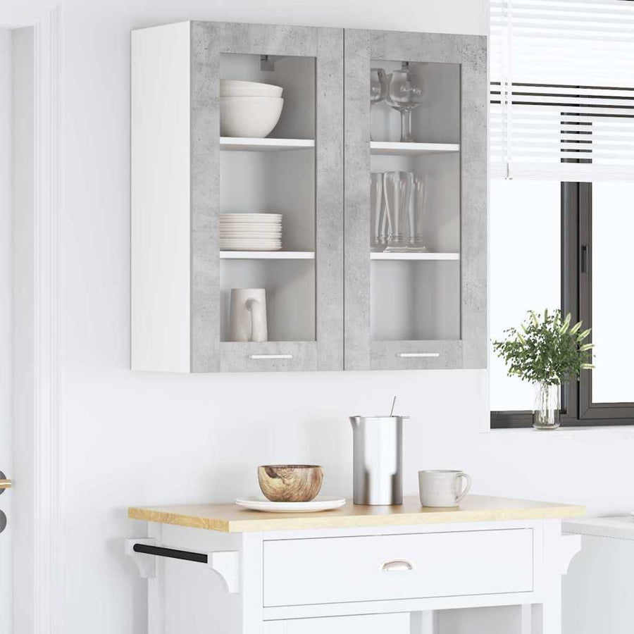 Hangkast Riga 2 pcs Beton Grijs 40 x 31 x 80 cm Bewerkt hout