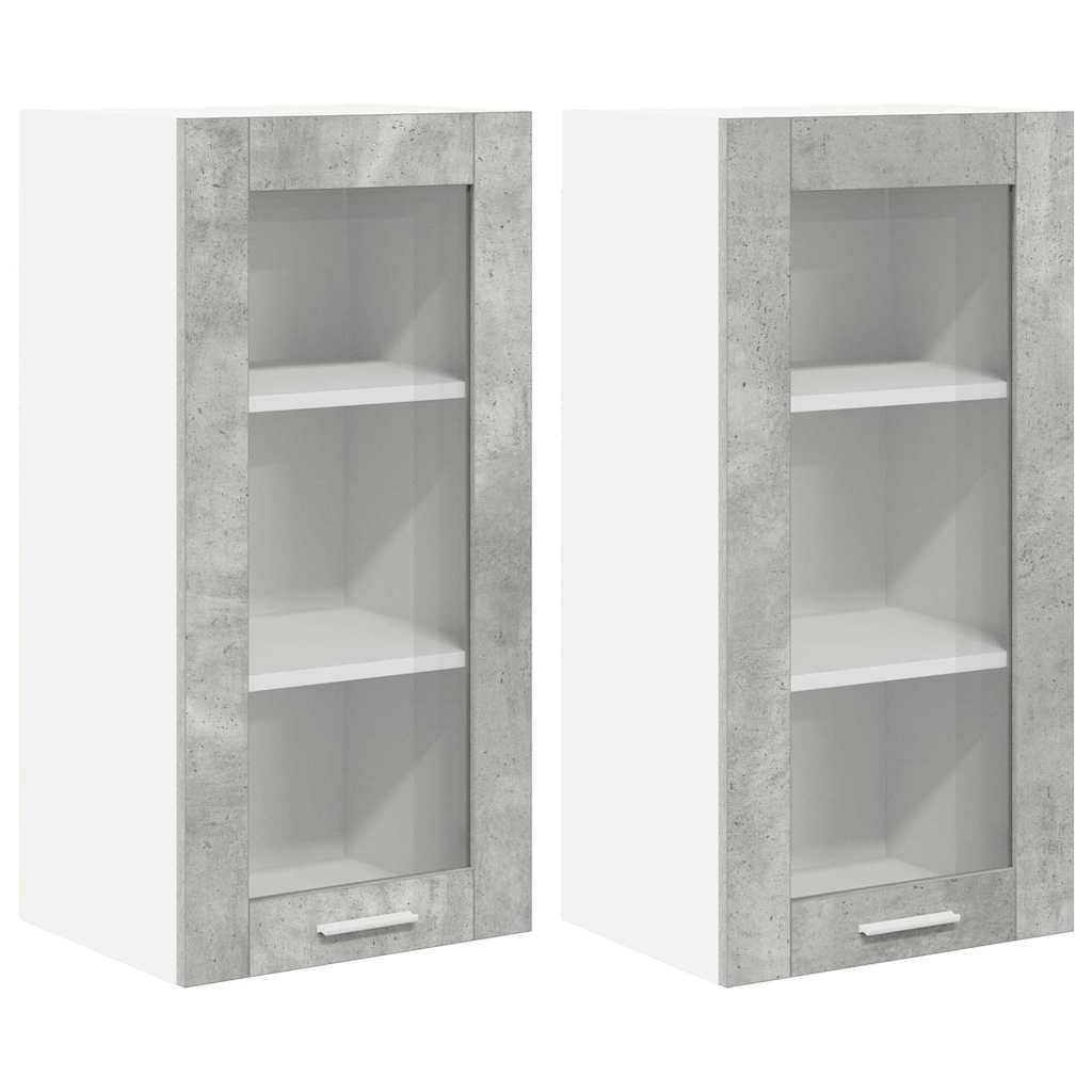 Hangkast Riga 2 pcs Beton Grijs 40 x 31 x 80 cm Bewerkt hout
