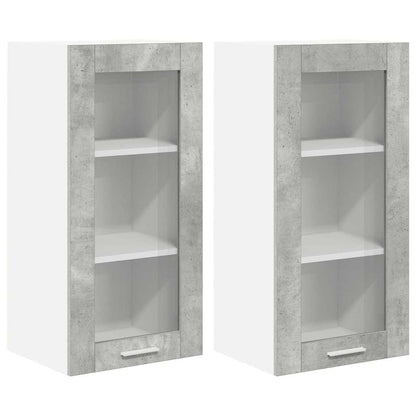 Hangkast Riga 2 pcs Beton Grijs 40 x 31 x 80 cm Bewerkt hout