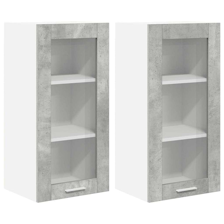 Hangkast Riga 2 pcs Beton Grijs 40 x 31 x 80 cm Bewerkt hout