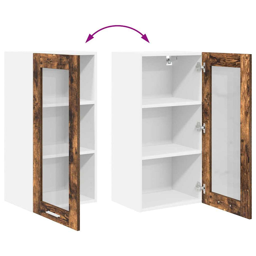 Hangkast Riga Gerookt eiken 40 x 31 x 80 cm Bewerkt hout