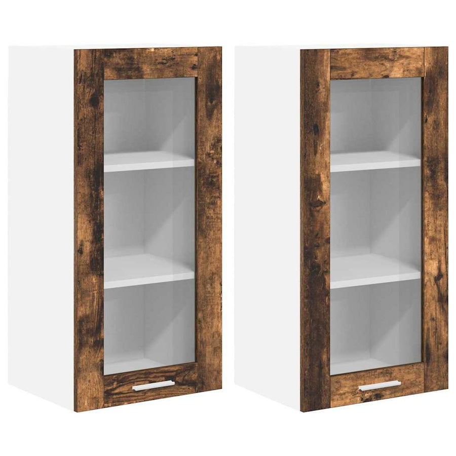 Hangkast Riga 2 pcs Gerookt eiken 40 x 31 x 80 cm Bewerkt hout