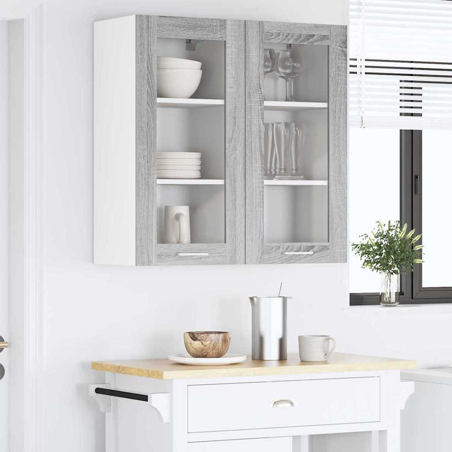 Hangkast Riga 2 pcs Grijs Sonoma 40 x 31 x 80 cm Bewerkt hout