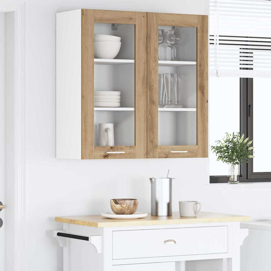 Hangkast Riga 2 pcs Oud Hout 40 x 31 x 80 cm Bewerkt hout