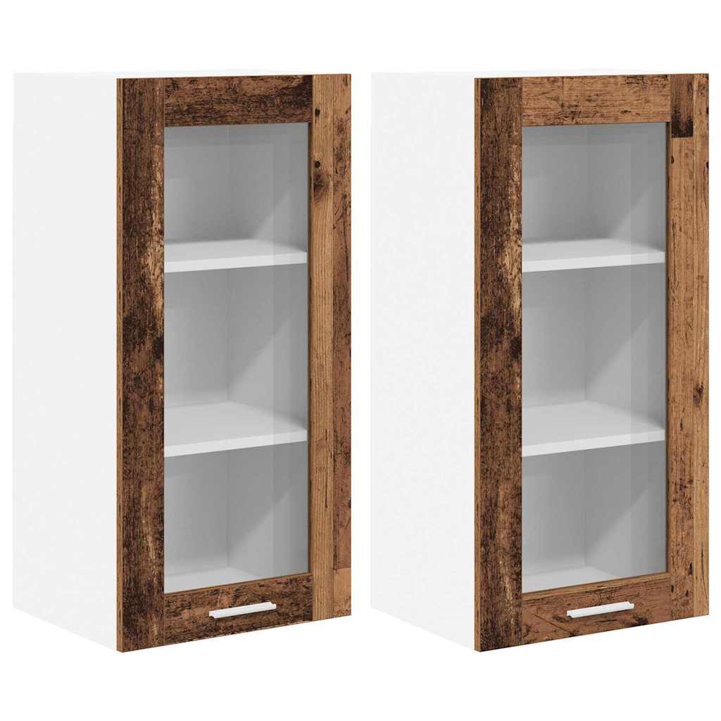 Hangkast Riga 2 pcs Oud Hout 40 x 31 x 80 cm Bewerkt hout