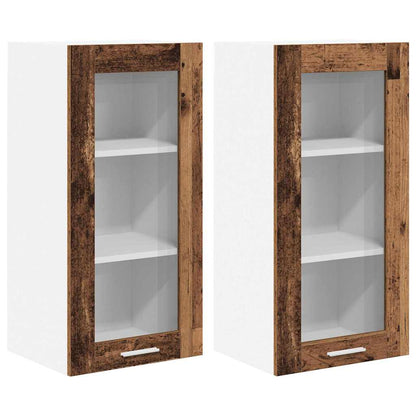 Hangkast Riga 2 pcs Oud Hout 40 x 31 x 80 cm Bewerkt hout
