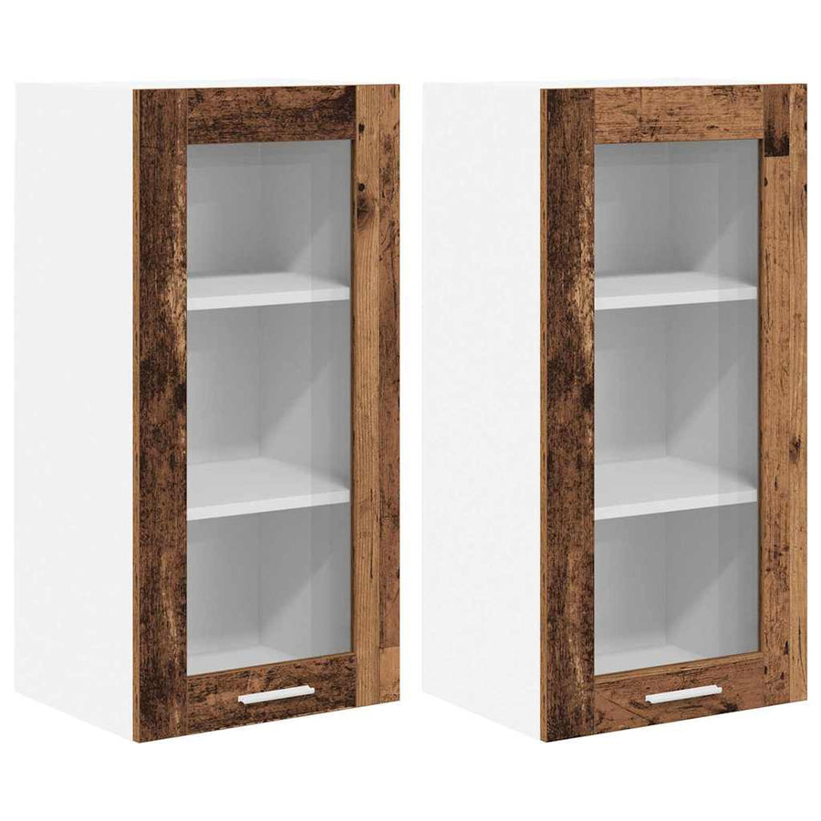 Hangkast Riga 2 pcs Oud Hout 40 x 31 x 80 cm Bewerkt hout