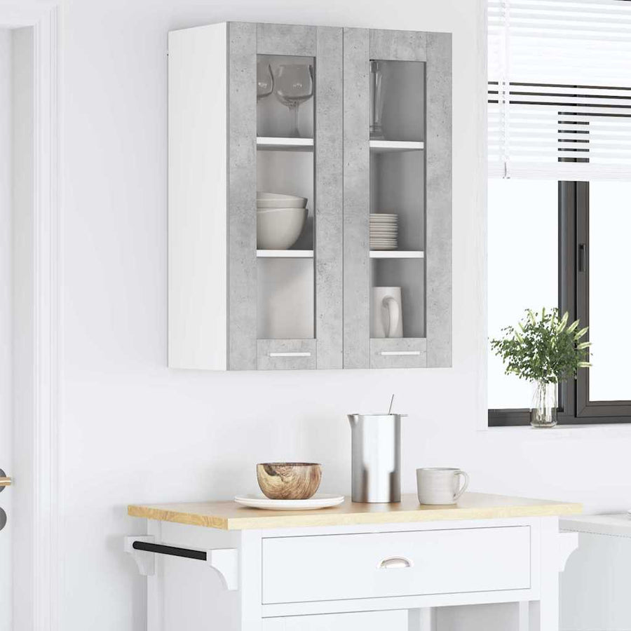 Hangkast Riga Beton Grijs 60 x 31 x 80 cm Bewerkt hout