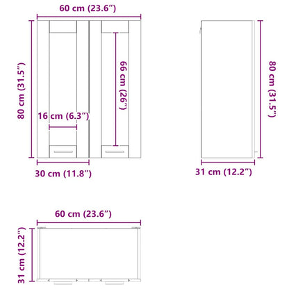 Hangkast Riga Grijs Sonoma 60 x 31 x 80 cm Bewerkt hout