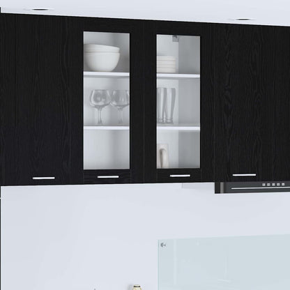 Hangkast Riga Zwart Eiken 80 x 31 x 80 cm Bewerkt hout