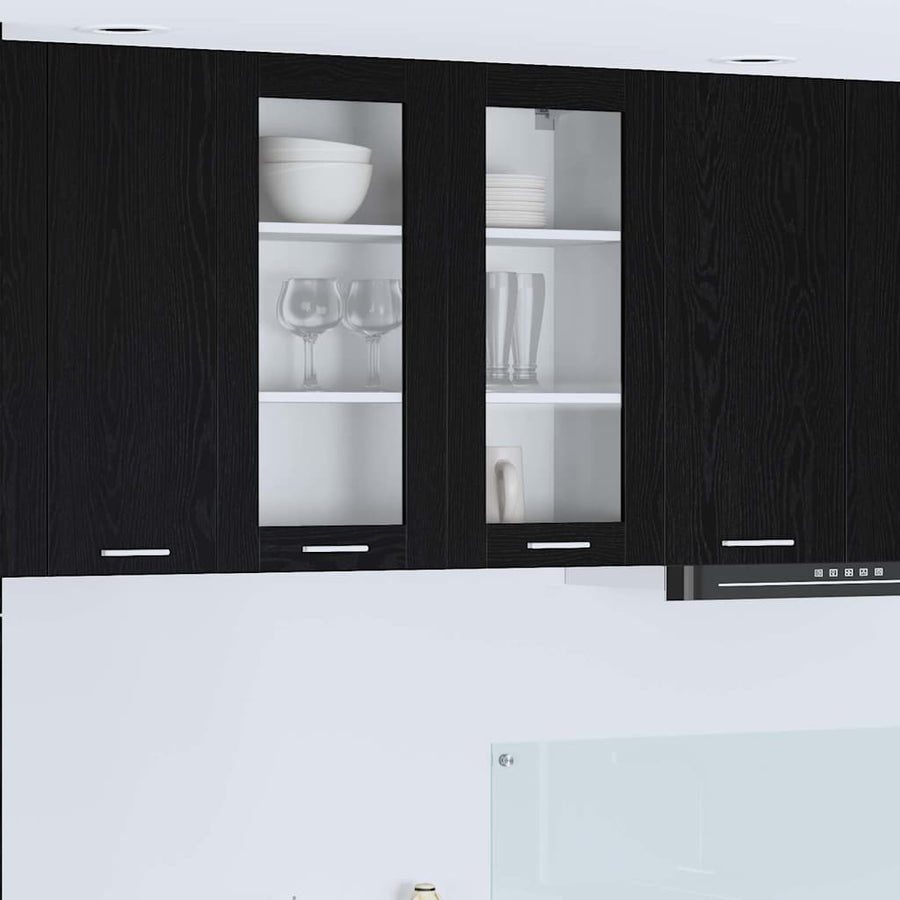 Hangkast Riga Zwart Eiken 80 x 31 x 80 cm Bewerkt hout