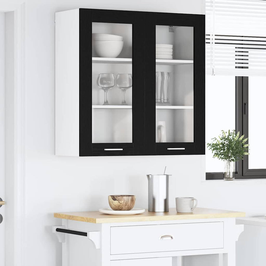 Hangkast Riga Zwart Eiken 80 x 31 x 80 cm Bewerkt hout