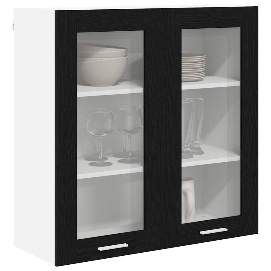 Hangkast Riga Zwart Eiken 80 x 31 x 80 cm Bewerkt hout