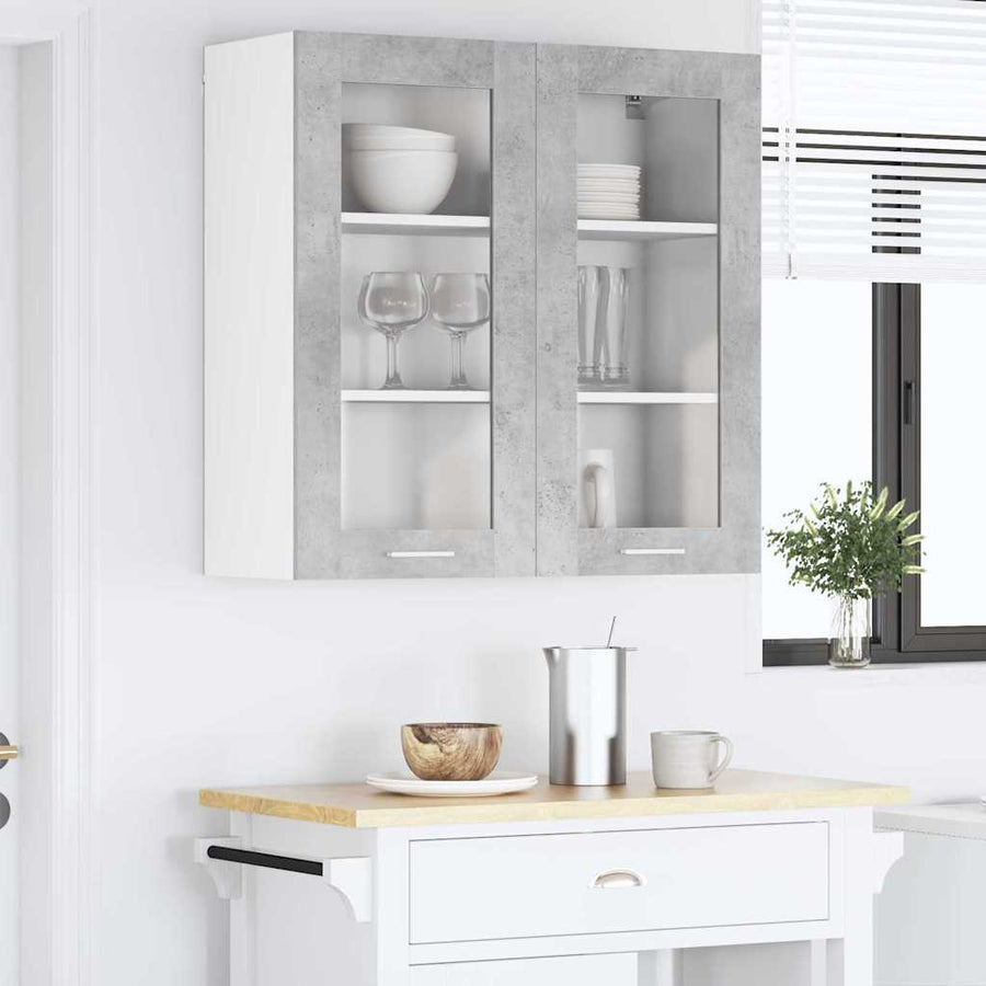 Hangkast Riga Beton Grijs 80 x 31 x 80 cm Bewerkt hout