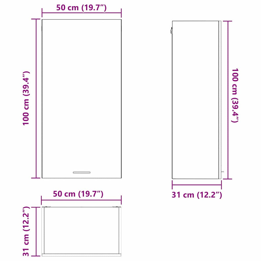 Hangkast Sonoma Eik en Wit 50 x 31 x 100 cm Bewerkt hout