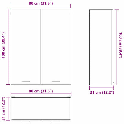 Hangkast met plank Riga Wit 80 x 31 x 100 cm Bewerkt hout
