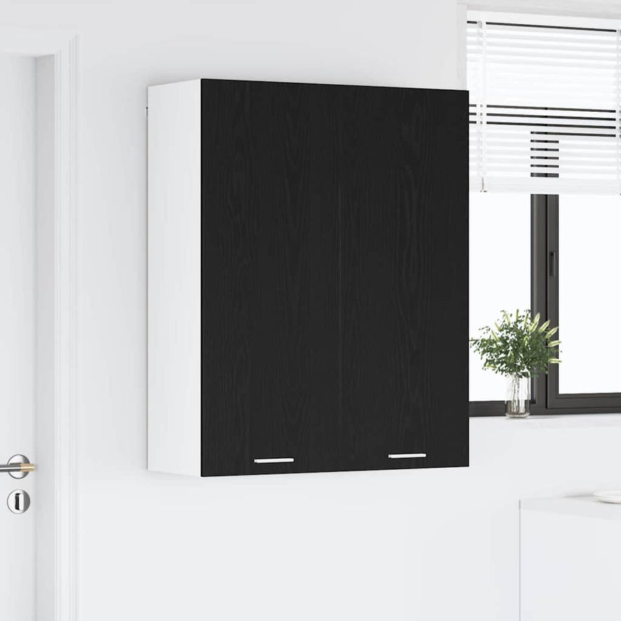 Hangkast Riga Zwart Eiken 80 x 31 x 100 cm Bewerkt hout