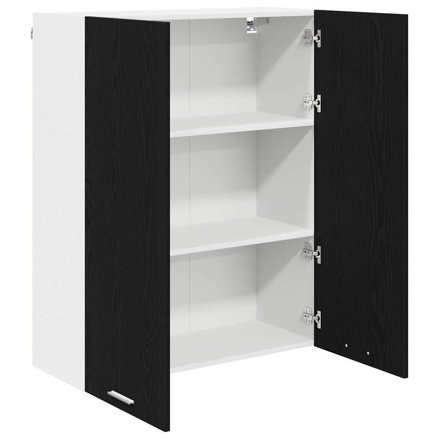 Hangkast Riga Zwart Eiken 80 x 31 x 100 cm Bewerkt hout