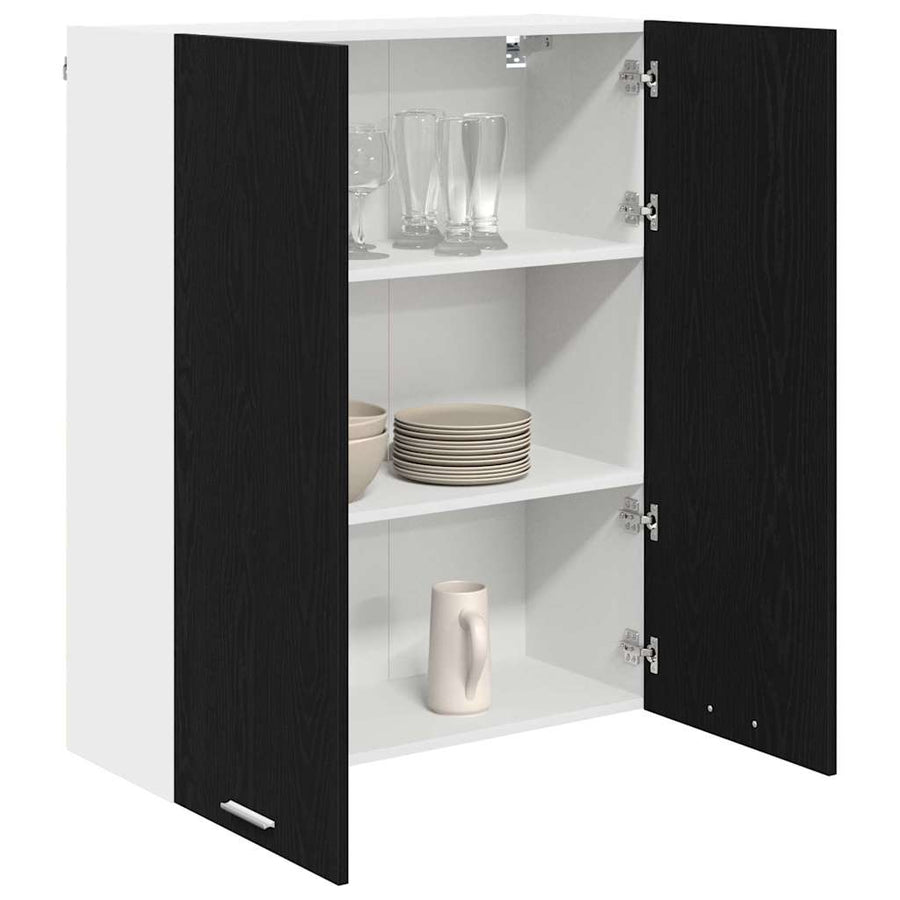 Hangkast Riga Zwart Eiken 80 x 31 x 100 cm Bewerkt hout