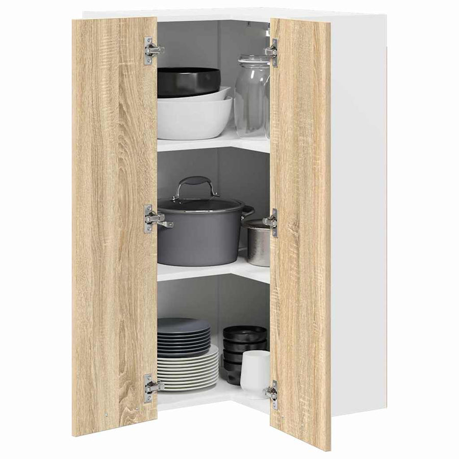 Hangkast Riga Sonoma Eik en Wit 57 x 57 x 100 cm Bewerkt hout