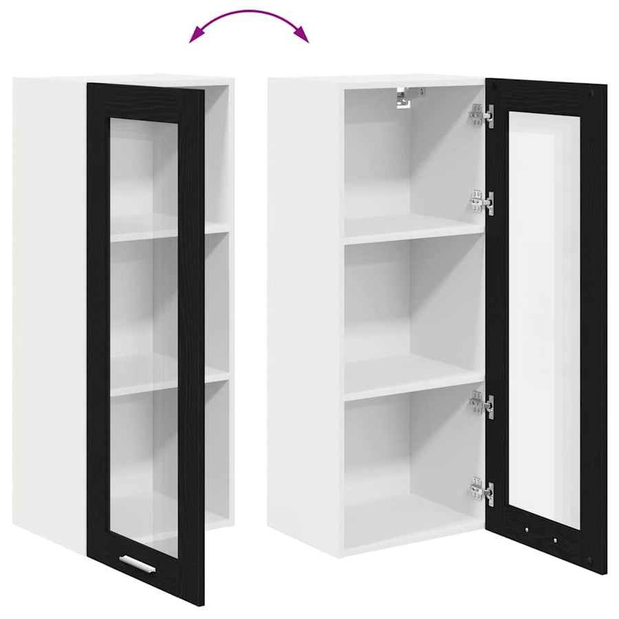 Hangkast Riga Zwart Eiken 40 x 31 x 100 cm Bewerkt hout