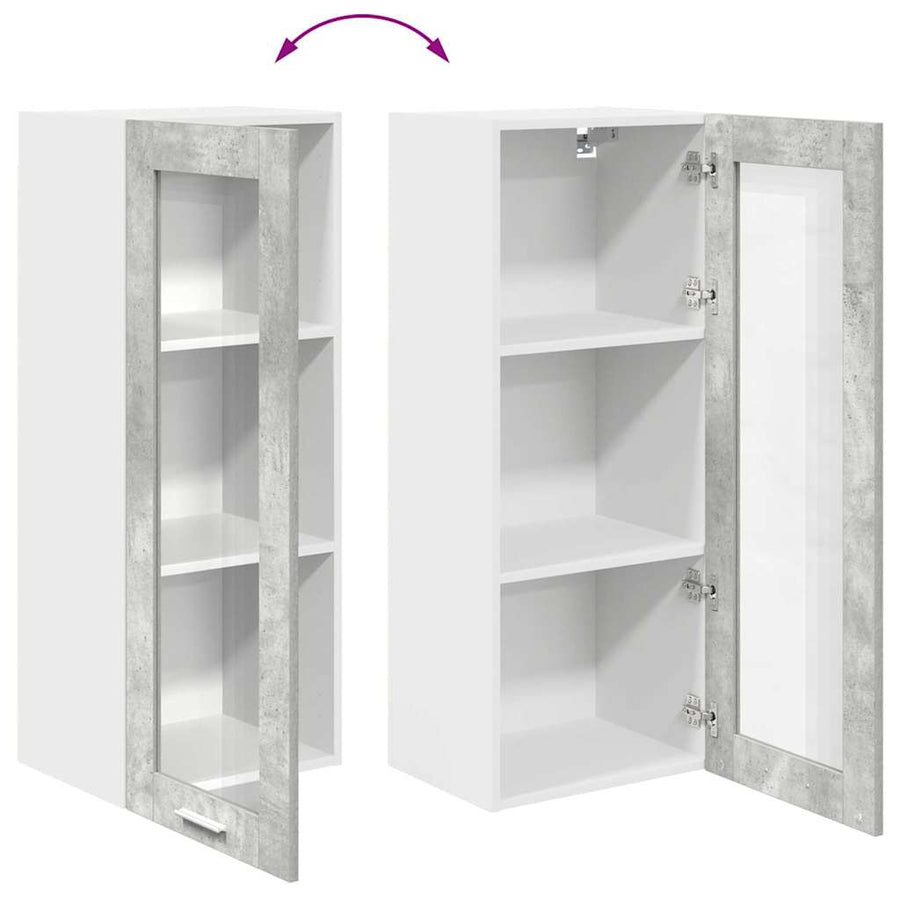 Hangkast Riga Beton Grijs 40 x 31 x 100 cm Bewerkt hout