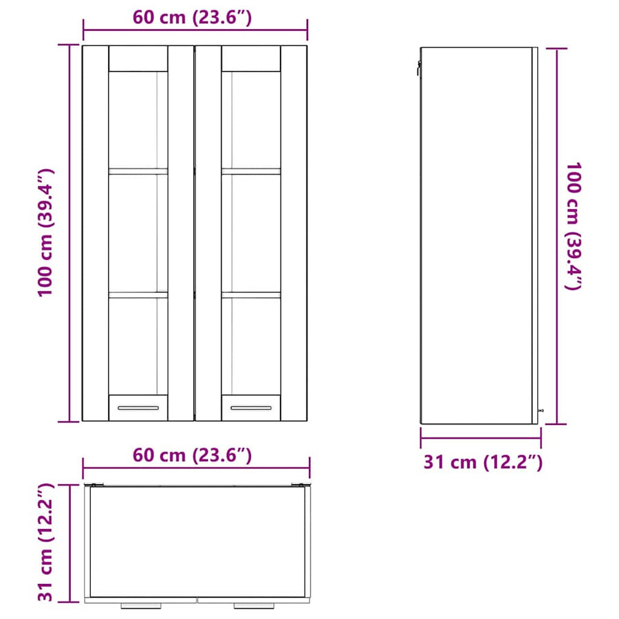 Hangkast Riga Sonoma Eiken 60 x 31 x 100 cm Bewerkt hout