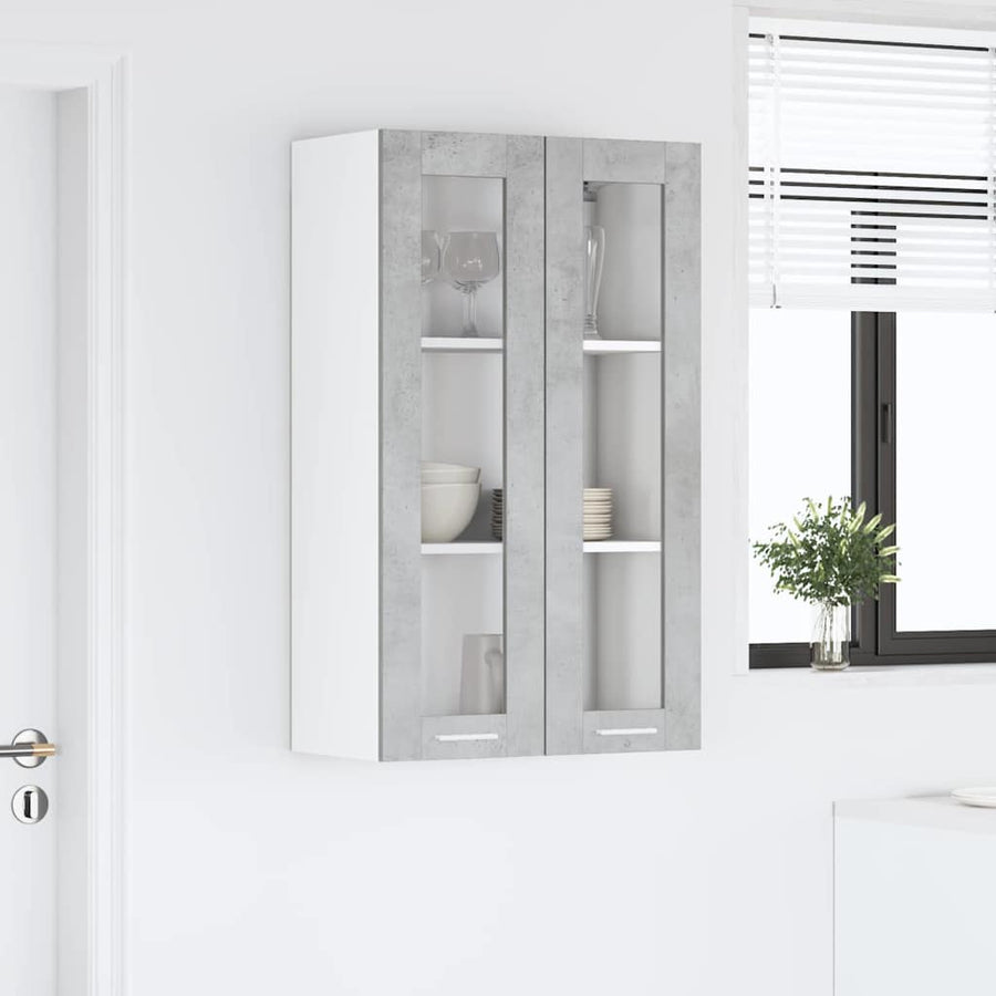 Hangkast Riga Beton Grijs 60 x 31 x 100 cm Bewerkt hout