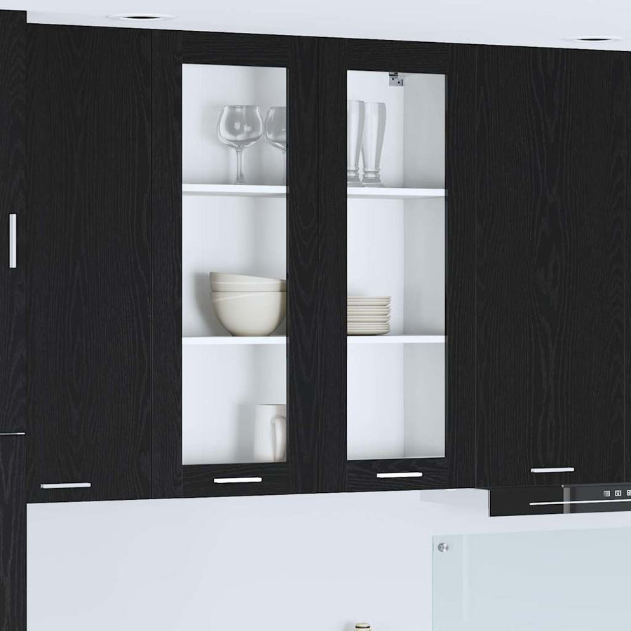 Hangkast Riga Zwart Eiken 80 x 31 x 100 cm Bewerkt hout