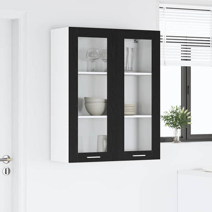 Hangkast Riga Zwart Eiken 80 x 31 x 100 cm Bewerkt hout