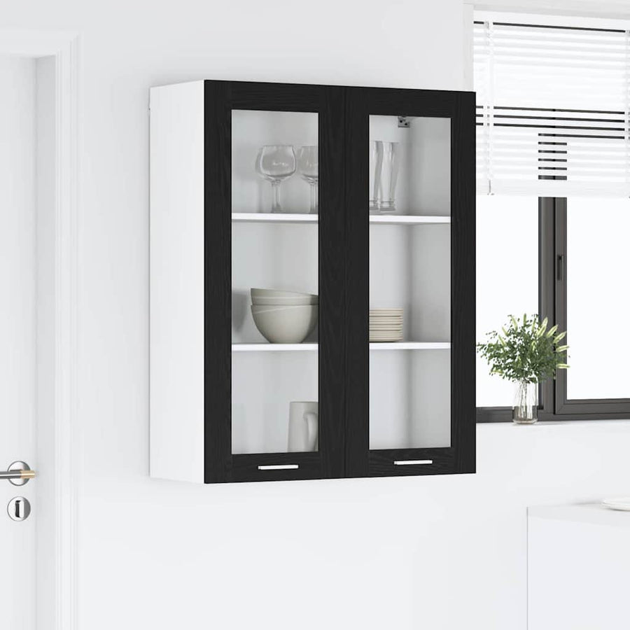 Hangkast Riga Zwart Eiken 80 x 31 x 100 cm Bewerkt hout
