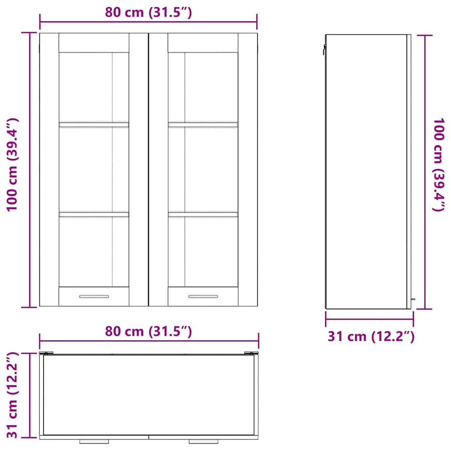 Hangkast Riga Sonoma Eiken 80 x 31 x 100 cm Bewerkt hout