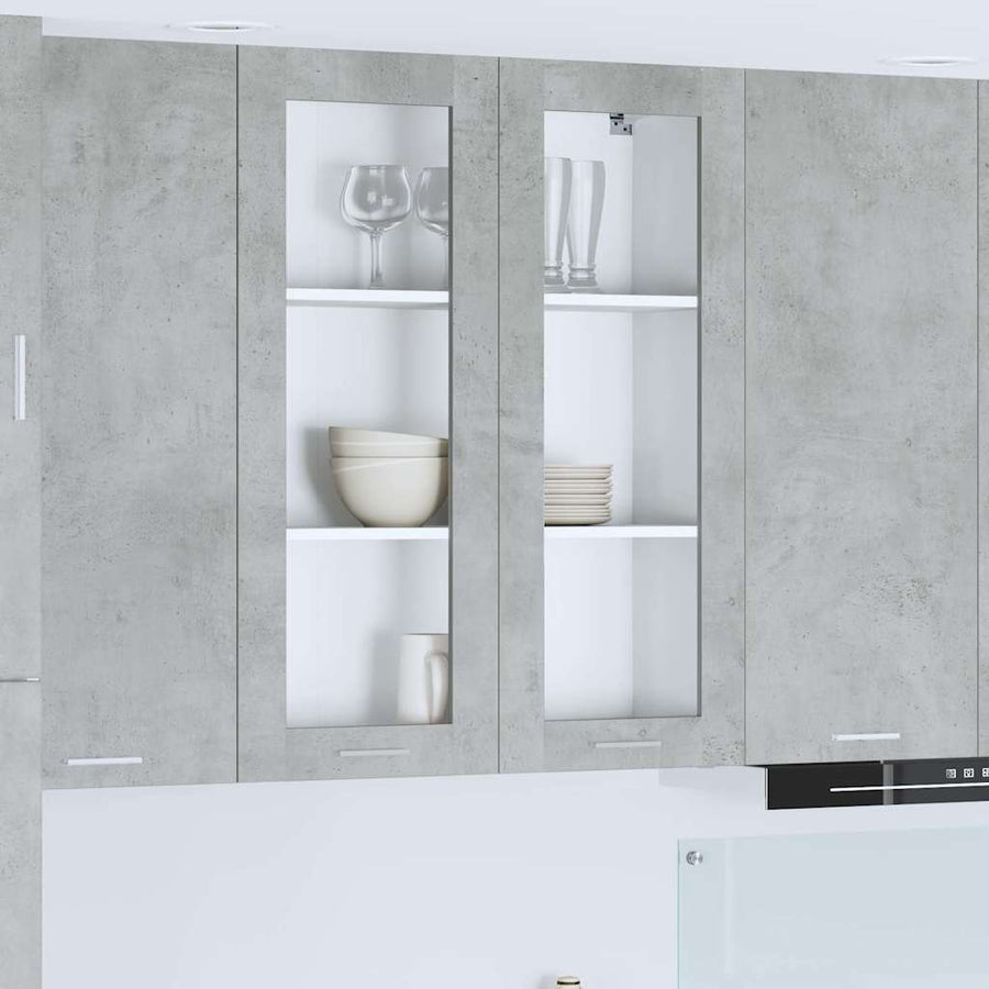 Hangkast Riga Beton Grijs 80 x 31 x 100 cm Bewerkt hout