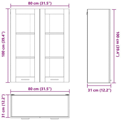 Hangkast Riga Gerookt eiken 80 x 31 x 100 cm Bewerkt hout